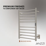 ANZZI Crete Series 10-Bar Wall Mounted Towel Warmer (20.86" W x 34.25" H), Dual Installation, Digital Timer, Rhino Alloy Certified Stainless Steel