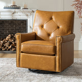 Smelda Genuine Leather Swivel Rocker Chair