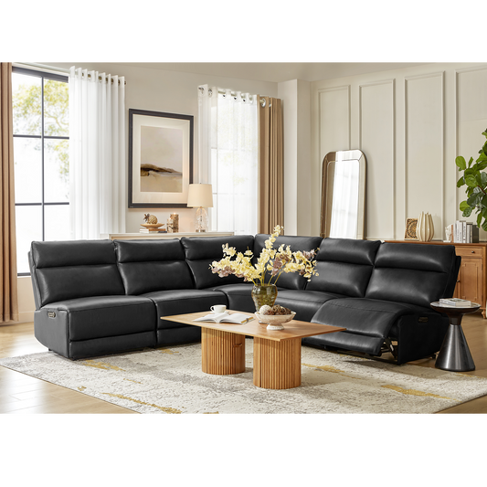 Genuine Leather Power Reclining Corner Sectional