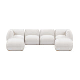 Arezza Stone White Contract-Grade Basketweave Chenille Modular U-Chaise Sectional