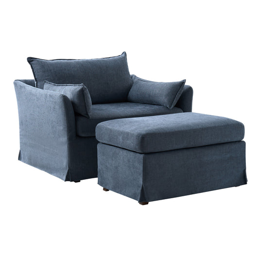 Roberta Slipcovered Armchair with Ottoman