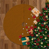 Velvet Quilted Round Christmas Tree Skirt