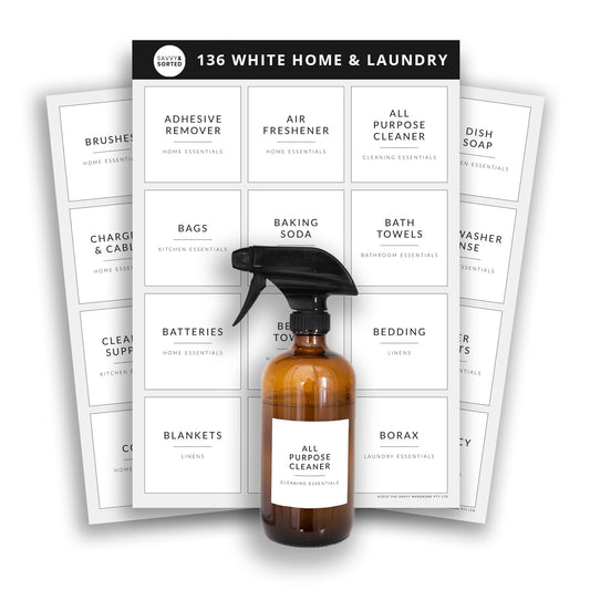 Minimalist Home Laundry Labels 136 Pack