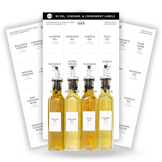 Minimalist Oil & Vinegar Labels 54 Pack