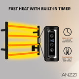 ANZZI Glow Series 4-Bar Compact Towel Warmer (23.5" L x 16.5" H), Dual Installation, Digital Control Panel, Rhino Alloy Certified Stainless Steel
