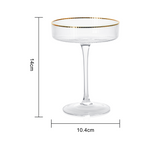 Ribbed Coupe Cocktail Glasses With Gold Rim 8 oz | Set of 4