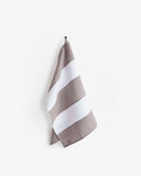 Mocha Zero-waste striped linen tea towel
