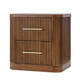 Modern Solid Wood Fluted Nightstand with USB & Oak Texture