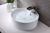 Vitruvius Series 19 in. L x 19 in. W 1-Hole Deck Mount Round Non-Porous Bathroom Vessel Sink in Glossy White Ceramic
