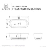 Badi Series 71 in. x 32 in. Flat Bottom Solid Surface Freestanding Soaking Bathtub with Center Drain in Matte White