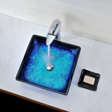 Viace Series 15 in. Bathroom Vessel Sink with Scratch-Tough and Stain-Resistant Non-Porous Surface in Blazing Blue Glass