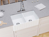 ANZZI Roine Reversible Farmhouse Sink (33" L x 9.5" H), Solid Surface ANZZI Stone, Non-Porous, Available in Single or 50/50 Double Basin