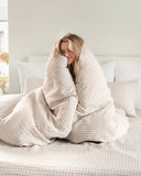 Natural gingham linen duvet cover set (3 pcs)