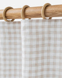 Pencil pleat linen curtain panel (1 pcs) in Natural gingham
