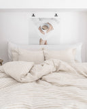 Striped in natural linen duvet cover