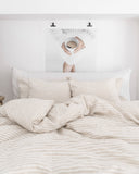Striped in natural linen duvet cover set (3 pcs)