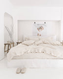 Striped in natural linen duvet cover set (3 pcs)