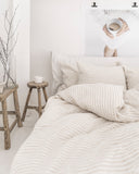 Striped in natural linen duvet cover set (3 pcs)