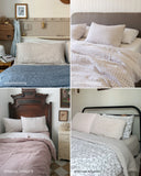 Natural gingham linen duvet cover set (3 pcs)