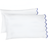 Allena 400TC Cotton Scallop Embroidery Sateen Solid Pillowcases (Set Of 2)