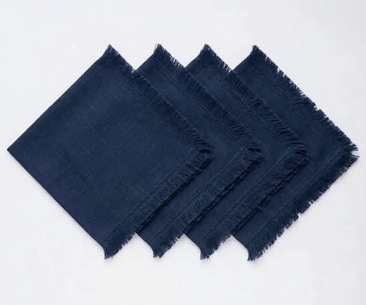 Navy Blue Napkins - Edge Fringe