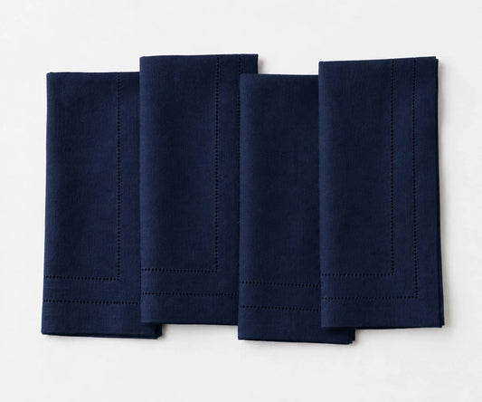 Double Hemstitch Linen Napkin - Navy Blue