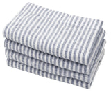 Navy Blue Pinstripe Linen Napkins - Set of 4, 8 & More