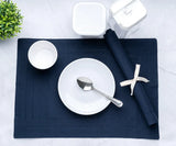 Navy Blue Cotton Placemats - Hemstitched