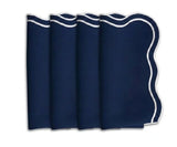 Navy Blue Napkins with White Scalloped Edge