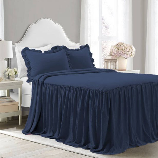 400TC Cotton Sateen Solid Ruffle Bedspread Set
