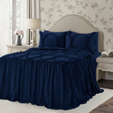 400TC Cotton Sateen Solid Textured Ruffle Bedspread Set