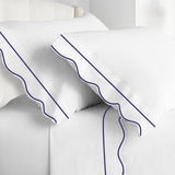 400TC Cotton Scallop Embroidery & Border Sateen Solid Sheet Set