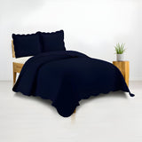 400TC Cotton Sateen Solid Scalloped Duvet Cover Set