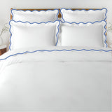 400TC Cotton Scallop Embroidery Sateen Solid Duvet Cover Set