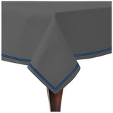 Double Embroidery Border Sateen Cotton Solid Table Cloth - Dark Grey