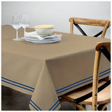 Double Embroidery Border Sateen Cotton Solid Table Cloth - Taupe