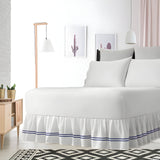 400TC Sateen Solid Cotton Double Embroidered Gathered Bed Skirt