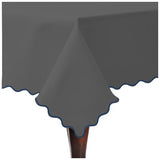 Scallop Embroidery Sateen Cotton Solid Table Cloth - Dark Grey