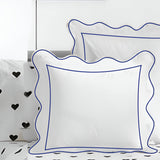 400TC Cotton Scallop Embroidery & Border Sateen Solid Euro Sham