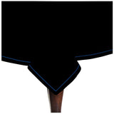 Single Embroidery Border Sateen Cotton Solid Table Cloth - Black