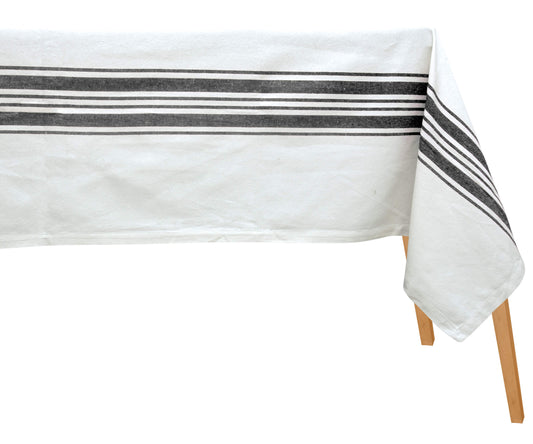Navy Blue Striped Tablecloth