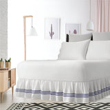 400TC Sateen Solid Cotton Triple Embroidered Gathered Bed Skirt