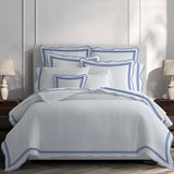 400TC Wavy Embroidery & Border Cotton Sateen Solid Duvet Cover Set