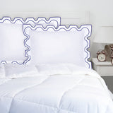 400TC Zig & Zag U Shape Scallop Embroidery Cotton Solid Pillow Sham