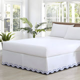 400TC Zig & Zag U Shape Solid Cotton Scallop Embroidery Tailored Bed Skirt