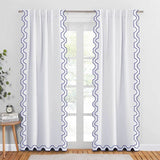 400TC Zig & Zag U Shape Scallop Embroidery Cotton Solid Curtain (Set Of 2)