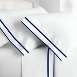 400TC Embroidery & Border Cotton Sateen Solid Pillowcases (Set Of 2)