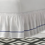 400TC Sateen Solid Cotton Single Embroidered Wrap Around Bed Skirt
