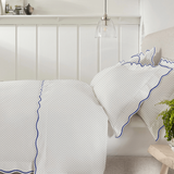 400TC Cotton Scallop Embroidery Sateen Microcheck Duvet Cover Set