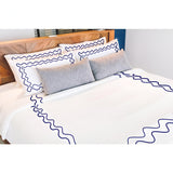 Double Wavy Embroidered Cotton Duvet Cover Set